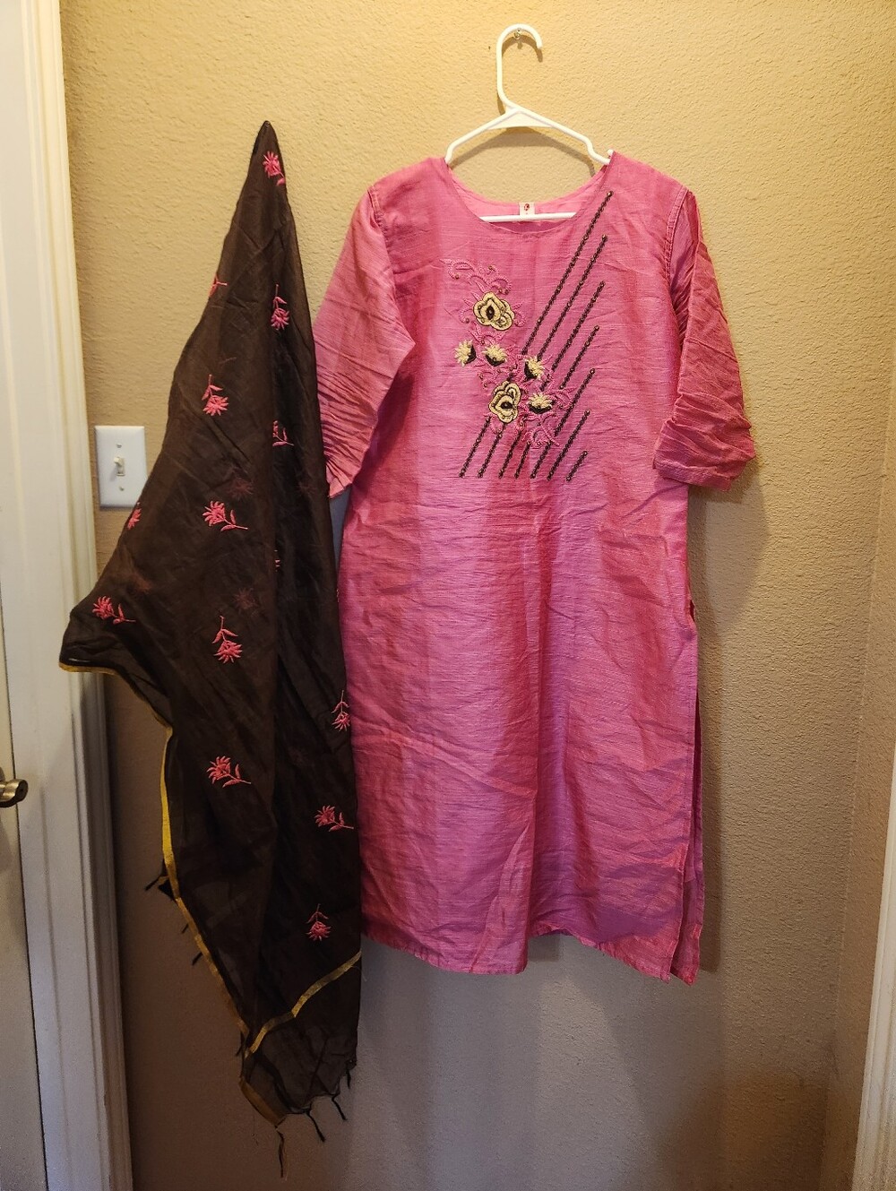 Indian Pakistani Salwar Kameez Kurta Pink Embroidered